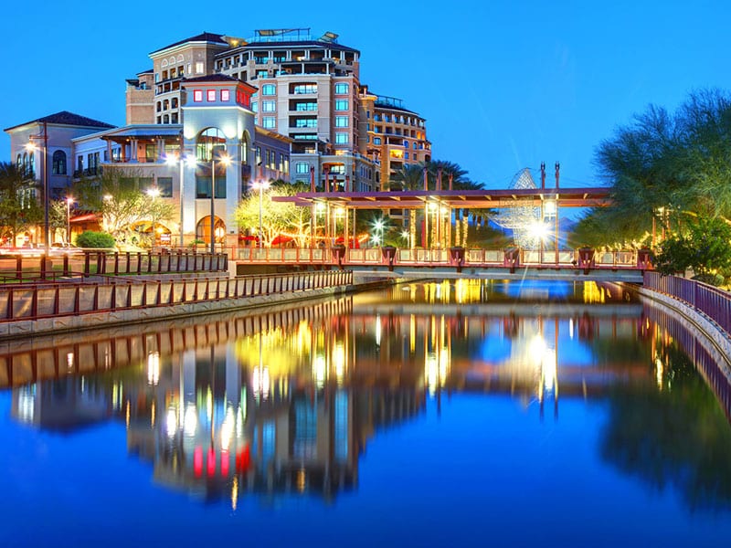 Scottsdale Arizona cityscape at dusk