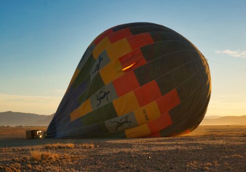 Deflated hot air balloon