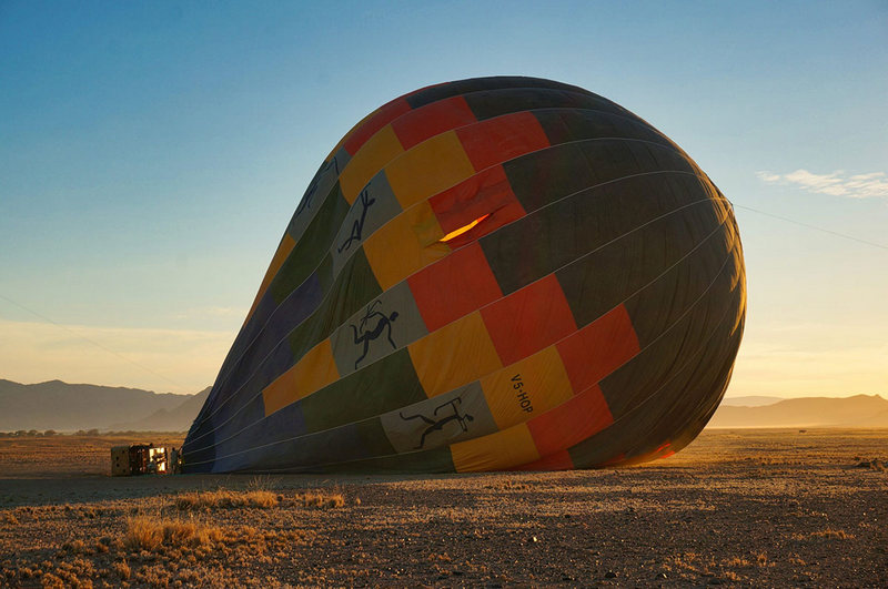 Deflated hot air balloon